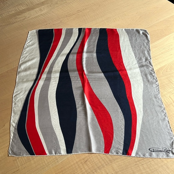 GIANNI REDA Vintage Silk Square Scarf Red, White & Blue - Picture 1 of 5